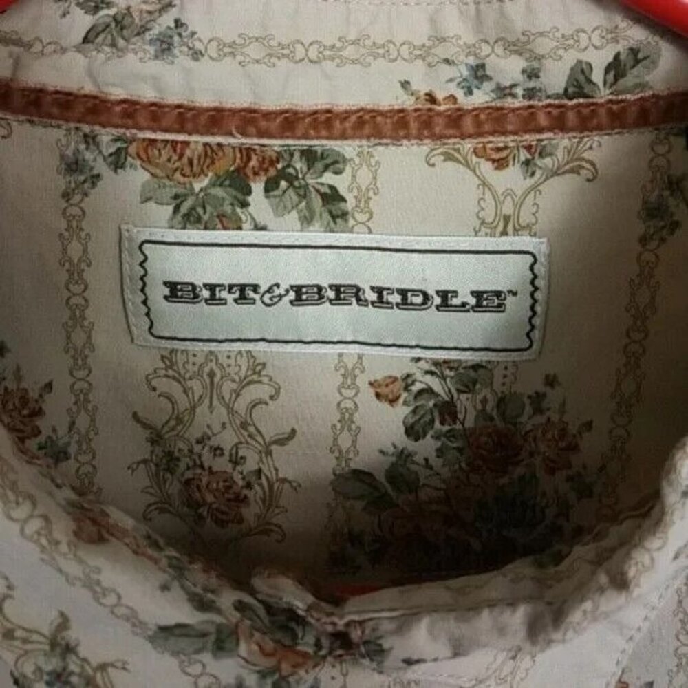 Bit & Bridle Button Down Shirt Floral Pattern Blouse Long Sleeve Top XL - Picture 3 of 4